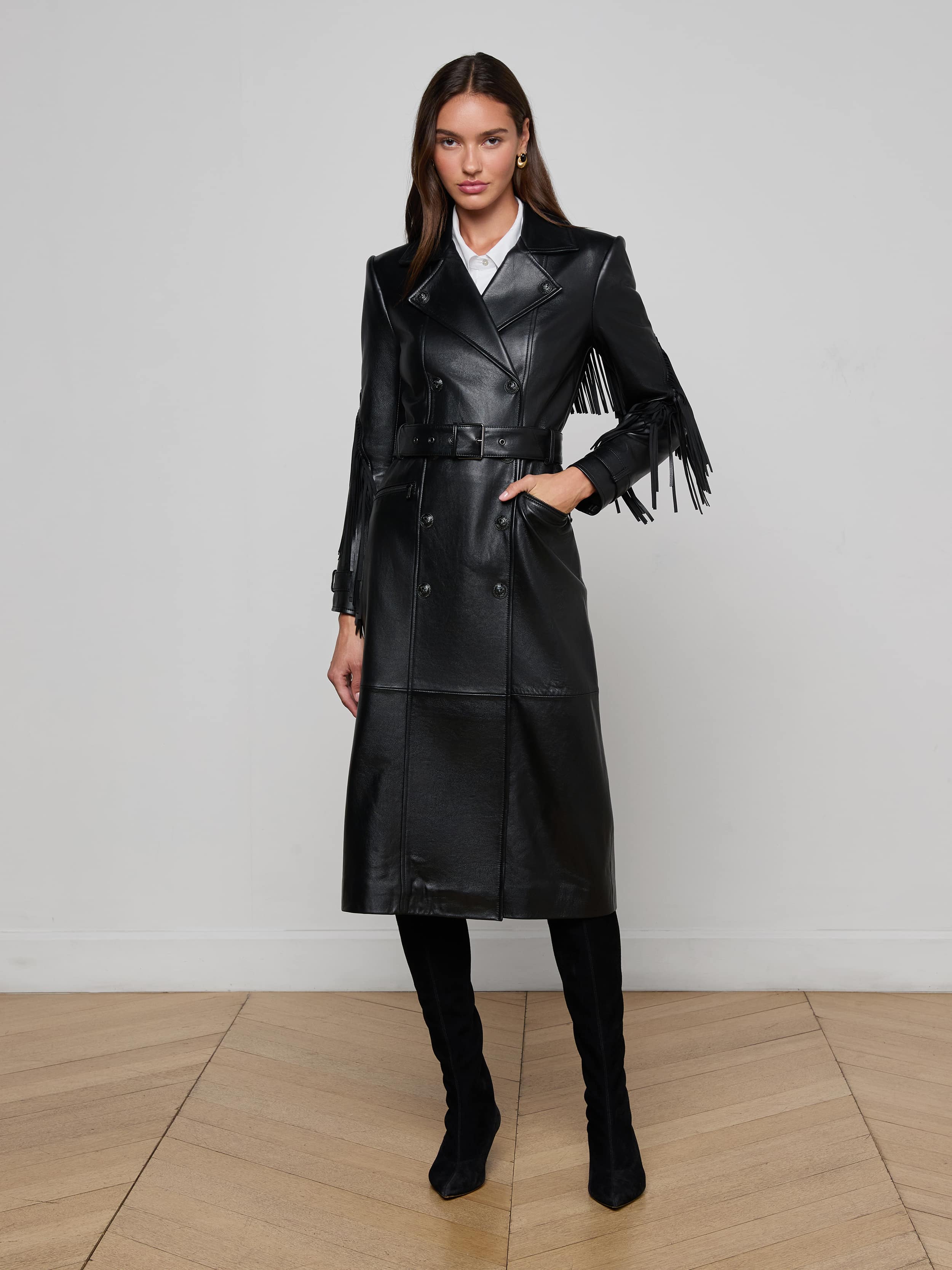 Celina Fringed Leather Trench - Image 2