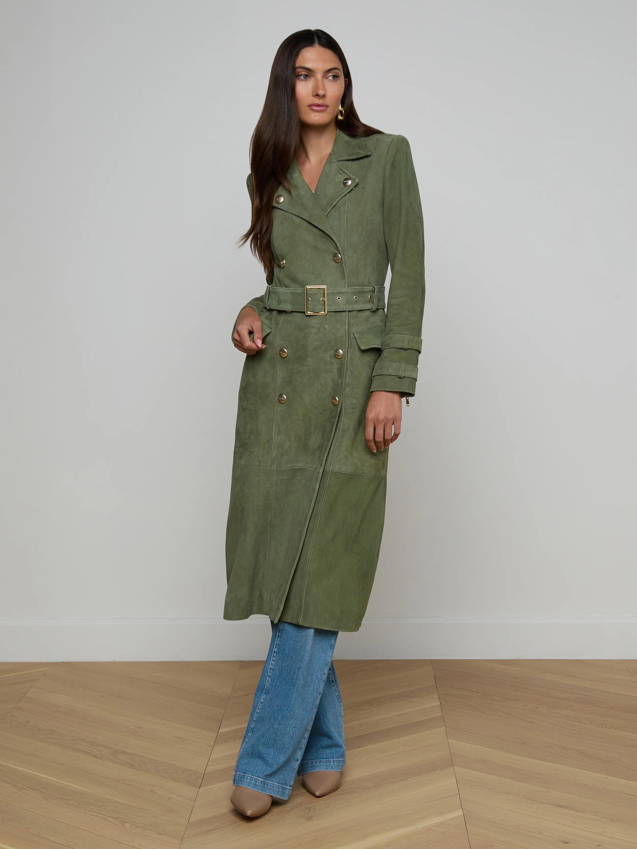 Celina Suede Trench Coat - Image 2