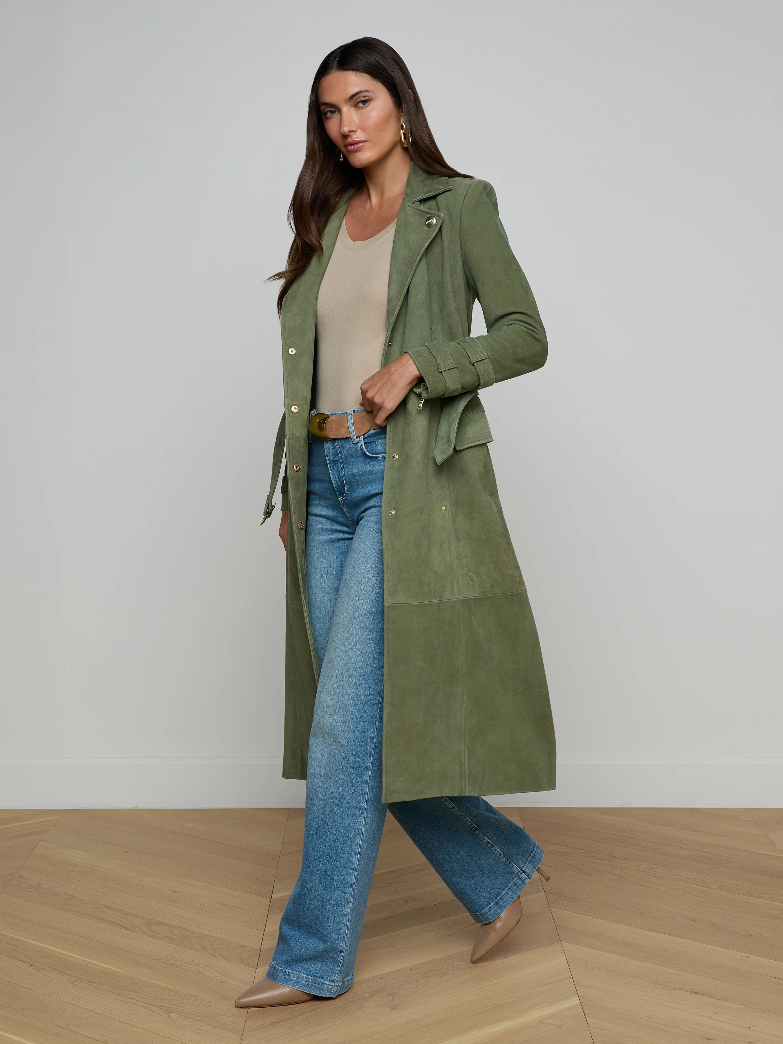 Celina Suede Trench Coat - Image 4