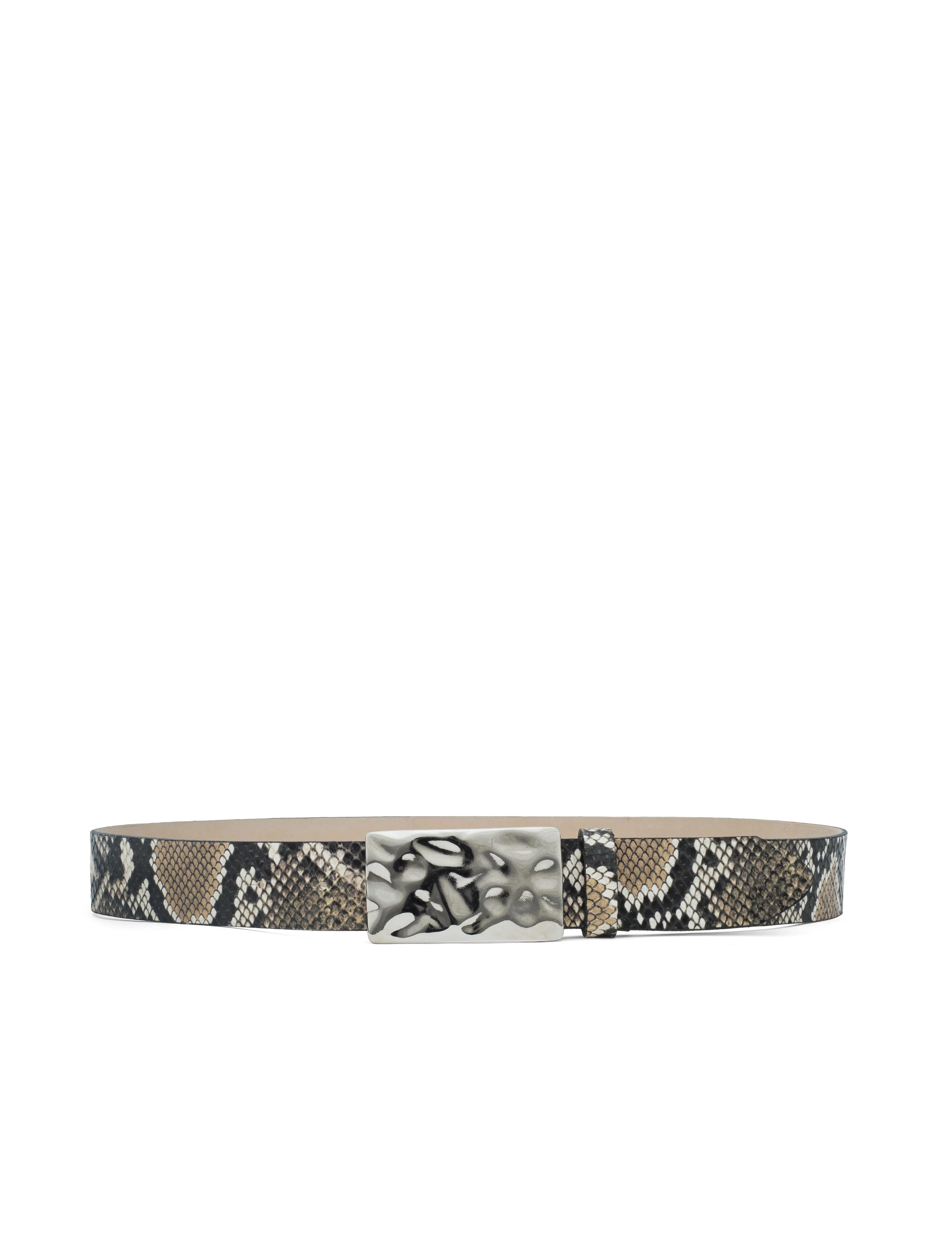 Chara Snake-Embossed Leather Belt - Image 2