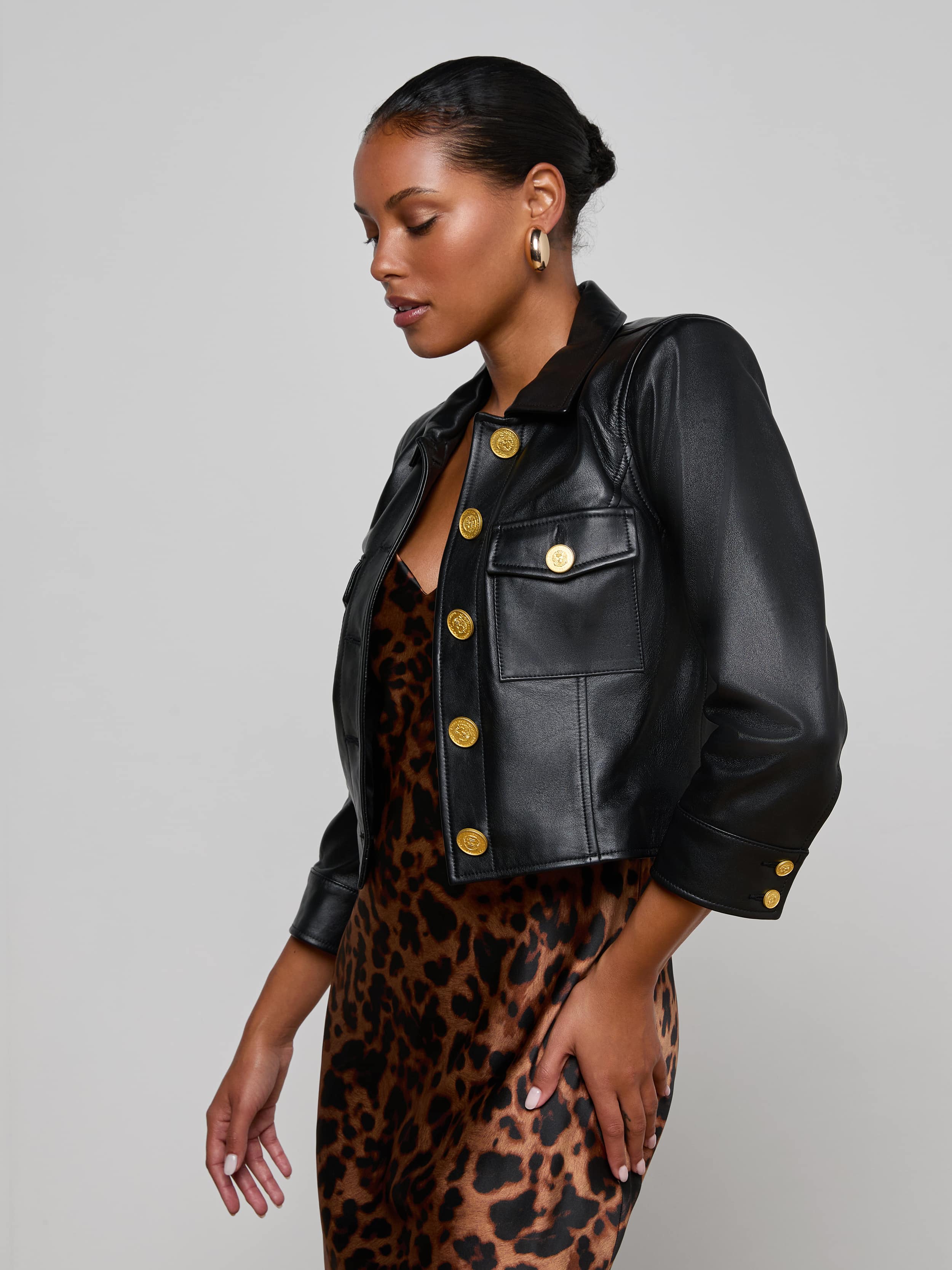Kumi Cropped Leather Jacket - Image 2