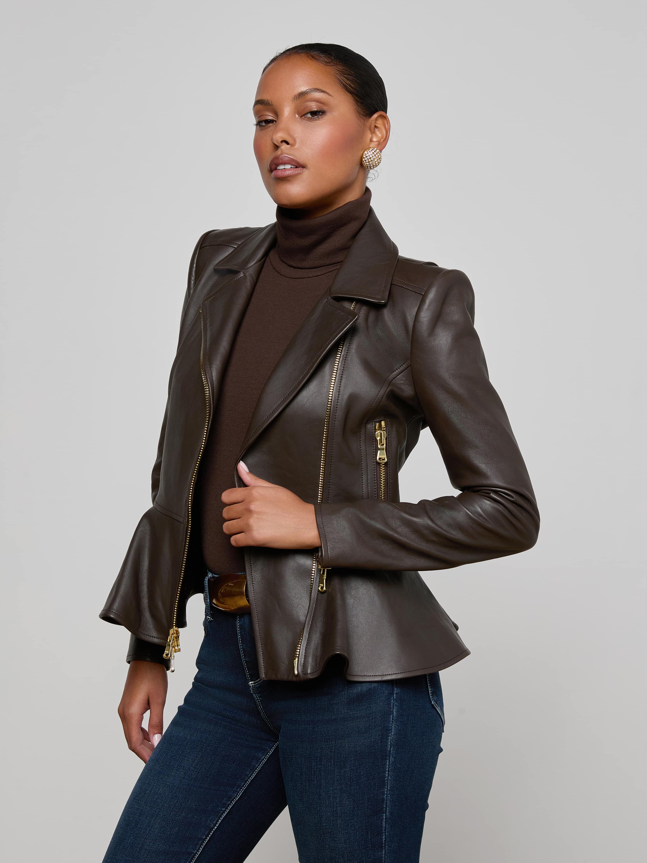 Lyric Leather Peplum Jacket - Image 2