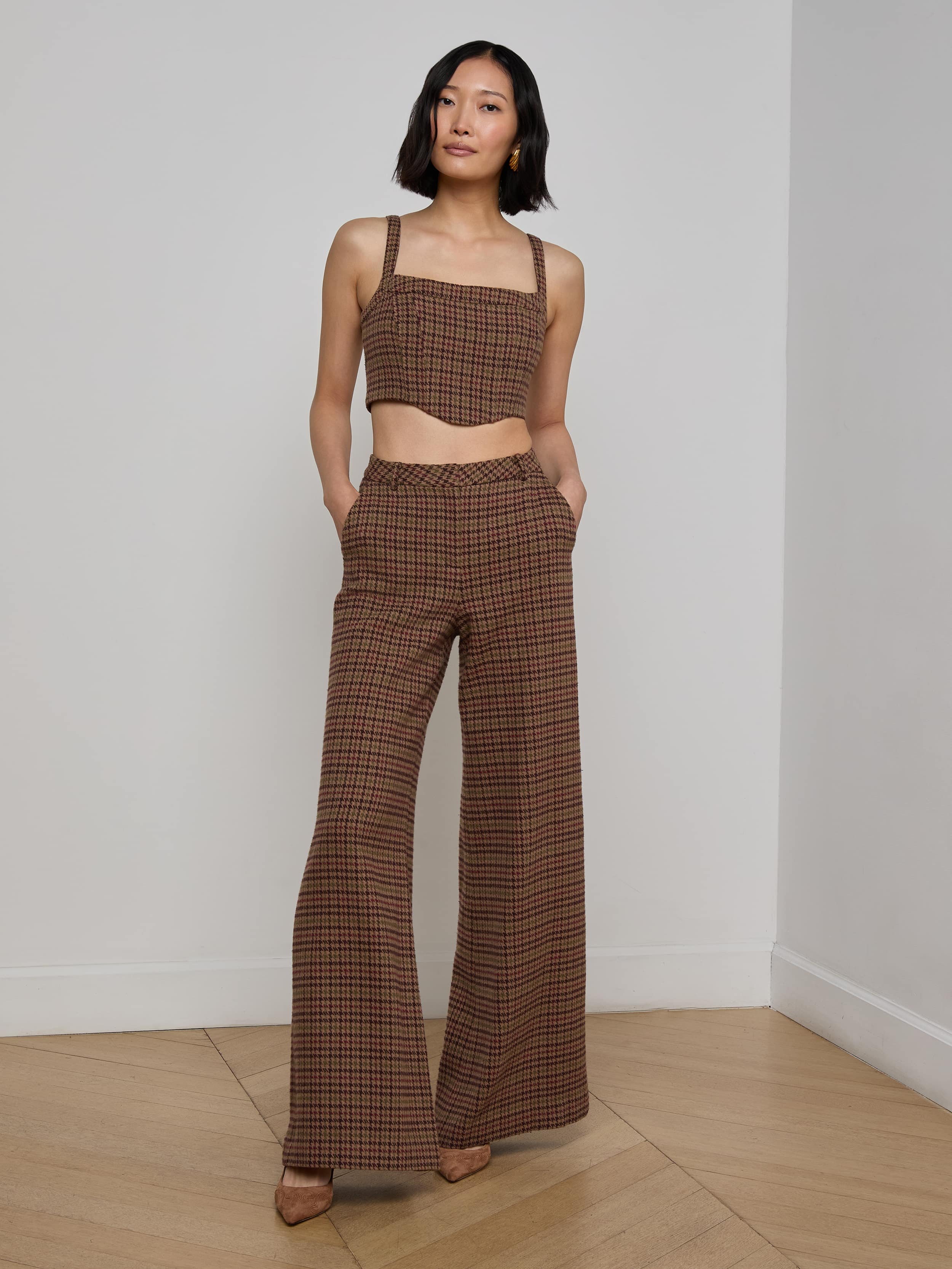 Pilar Houndstooth Wide-Leg Pant